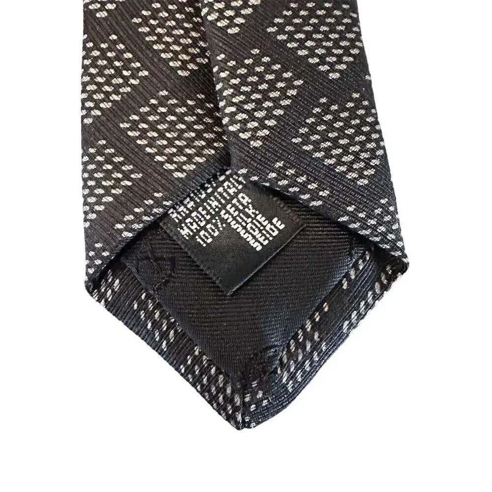 Giorgio‎ Armani Vintage Men's black Silver Geometric Silk Tie Made in Italy - Picture 7 of 15